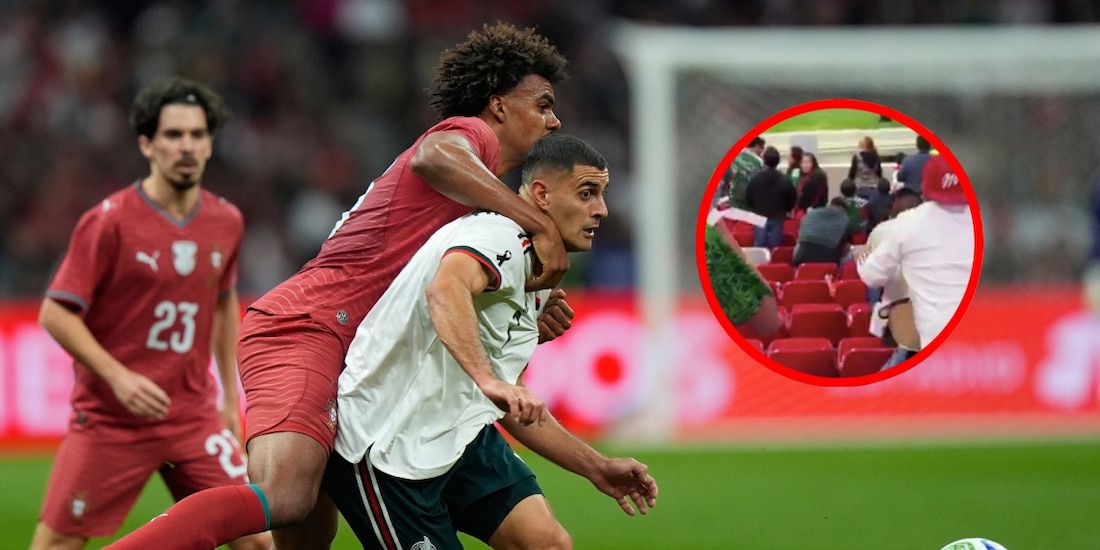 Unos aficionados se agarraron a golpes en el Estadio Azteca al final del México vs Portugal.