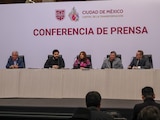 Clara Brugada durante la conferencia de prensa