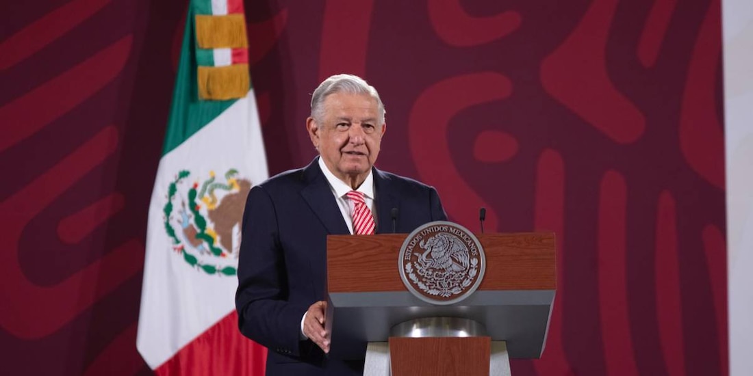 AMLO durante conferencia de prensa matutina, "mañanera".