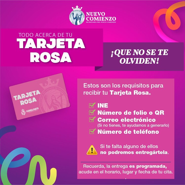 Tarjeta Rosa Guanajuato, un programa social dirigido a las habitantes del estado.