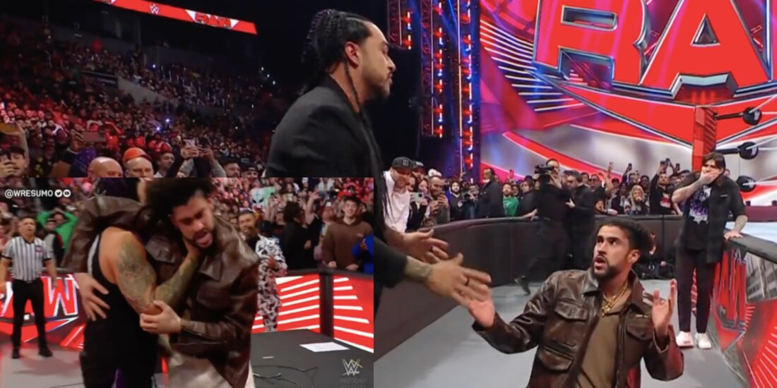 Damian Priest atacó a Bad Bunny y le aplicó una garra en la mesa de transmisiones.