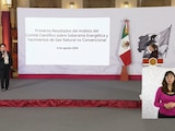 Alma América Porres Luna, experta en exploración y producción de hidrocarburos por la UNAM, en la Mañanera de CSP.