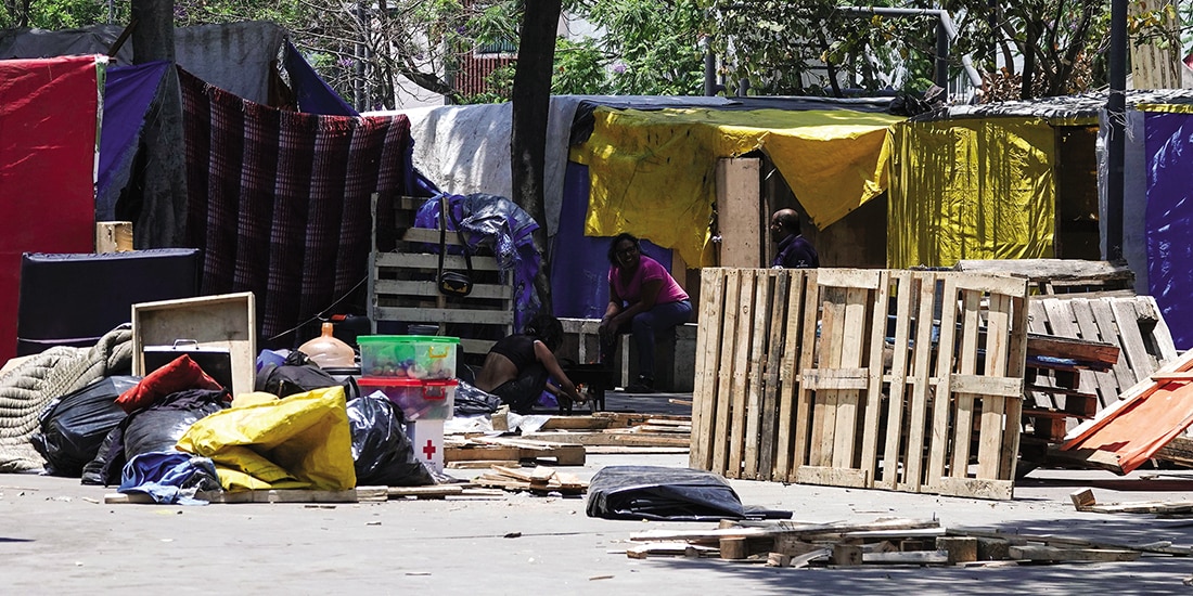Campamento migrante en el parque Guadalupe Victoria, alcaldía Venustiano Carranza, en imagen de archivo