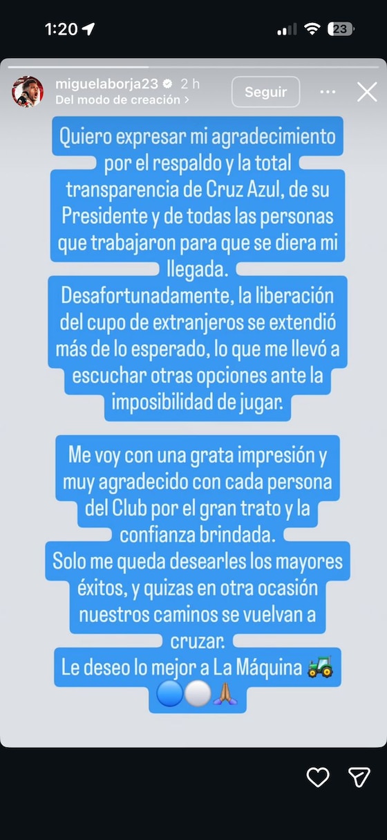 Miguel Borja y su mensaje para el Cruz Azul