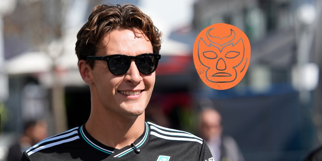 George Russell aprovechó su ausencia en la Práctica 1 del GP de México de F1 para hacerse pasar por luchador.