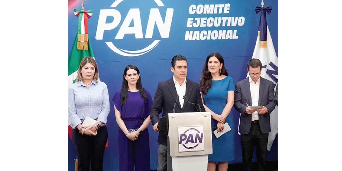 CONFERENCIA de prensa del Comité Ejecutivo de Acción Nacional, ayer.