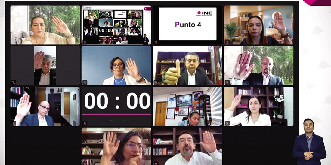 Sesión extraordinaria virtual del Consejo General del órgano electoral, ayer.