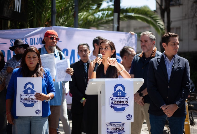 Conferencia de prensa del PAN Ciudad de México sobre acciones contra el despojo, el 3 de agosto de 2026.