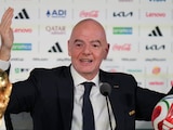 Gianni Infantino dio una conferencia de prensa en el Estadio Azteca en la víspera del arranque del Mundial 2026.