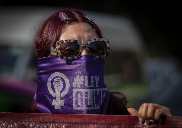 Aspecto de una marcha feminista en la Ciudad de México.