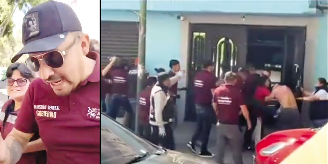 Momentos en que funcionarios agreden a habitantes de Santa Bárbara, ayer.