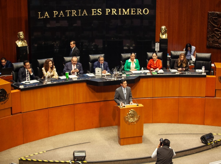 El secretario de Relaciones Exteriores, Roberto Velasco Álvarez, compareció ante el Senado de la República el 14 de octubre de 2026.
