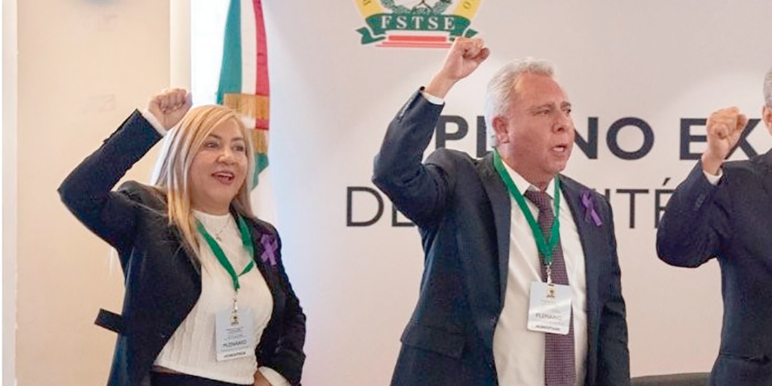 MARCO GARCÍA toma protesta como líder de la FSTSE, el 7 de marzo de 2025.
