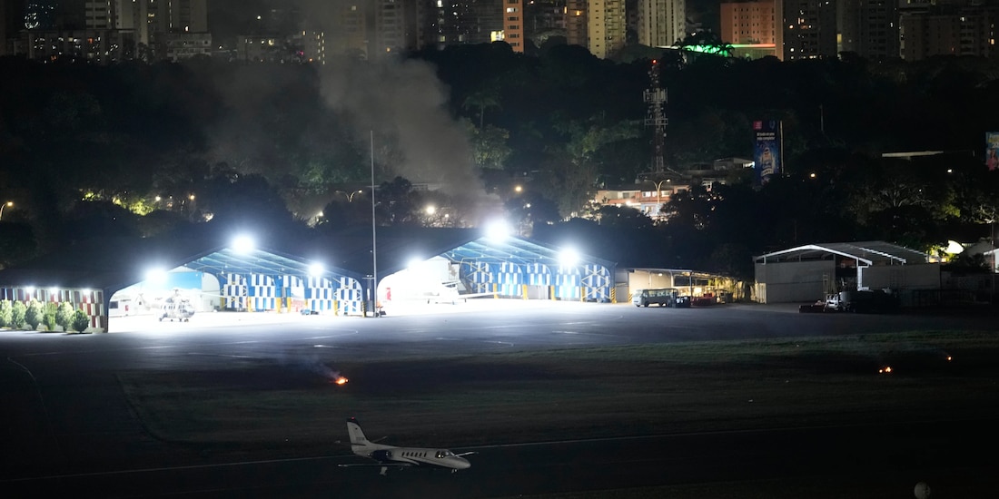 Ataque al aeropuerto militar de La Carlota en Caracas, Venezuela, el sábado 3 de enero de 2026.