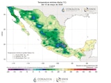 Pronóstico de temperaturas compartido por el SMN, ayer.