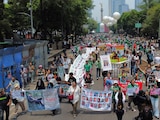 Marcha de familias buscadoras en la Ciudad de México.