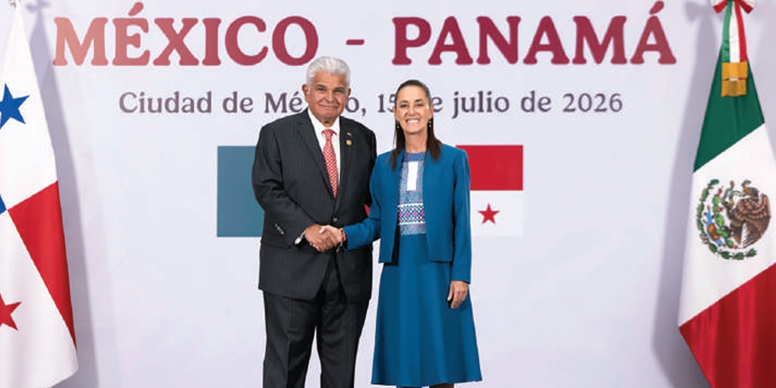 CLAUDIA Sheinbaum y el presidente de Panamá, José Raúl Mulino, ayer, en Palacio Nacional