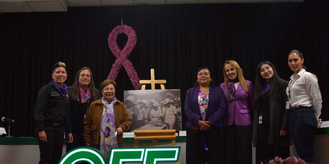 Imagen de mujeres en instalaciones de la CFE.