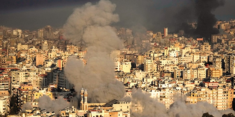 Ataques aéreos israelíes en Dahiyeh, suburbio al sur de Beirut, el 3 de marzo.