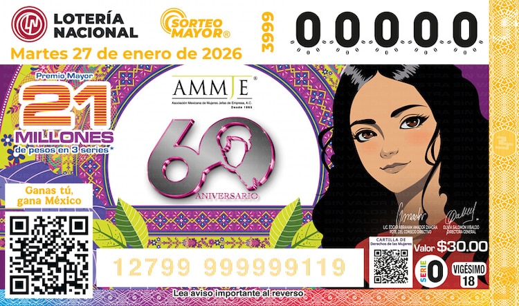 El Sorteo Mayor 3999 está dedicado al 60 aniversario de AMMJE, fundada en 1965.