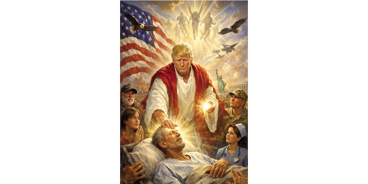 Donald Trump en imagen de IA caracterizado como Jesús, el domingo.