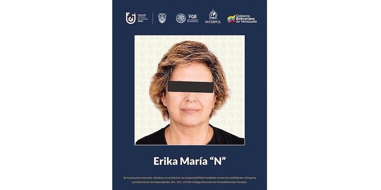 ERIKA MARÍA “N”, tras ser detenida en Venezuela, el pasado 29 de abril