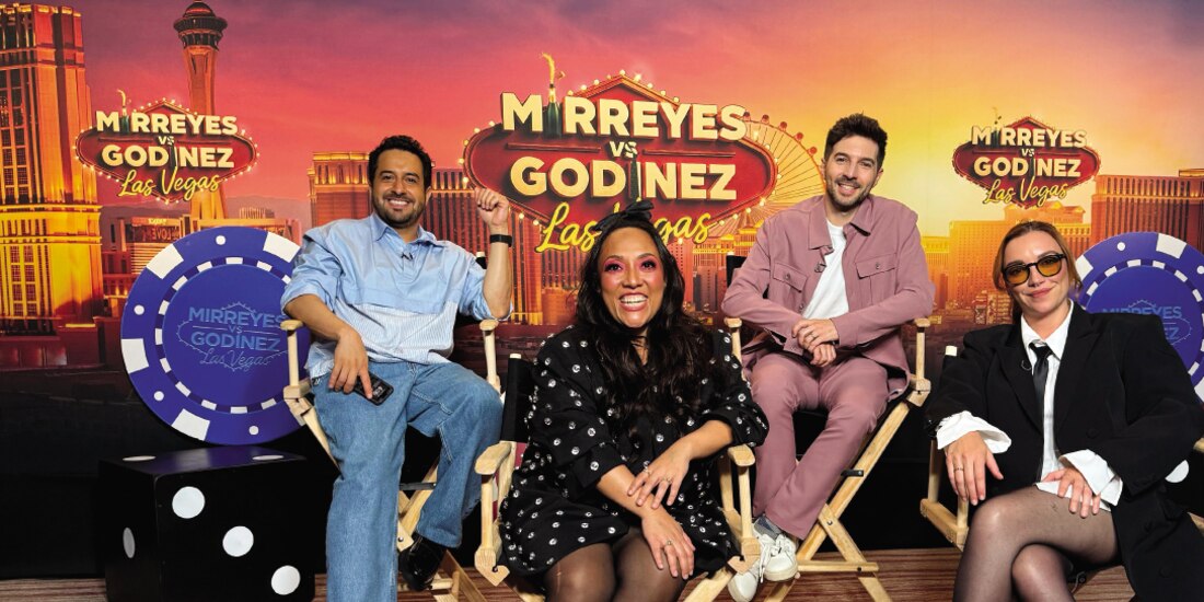 Daniel Tovar, Michelle Rodríguez, Roberto Aguirre y Regina Blandón, en el set.