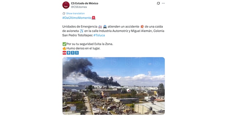 Publicación del C5 sobre el accidente aéreo