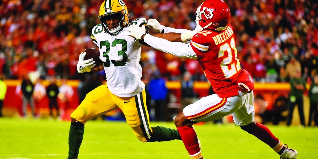 Una acción del Green Bay Packers vs Kansas City Chiefs de la NFL