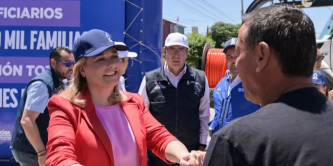 La gobernadora de Chihuahua, Maru Campos, ayer, en gira de trabajo.