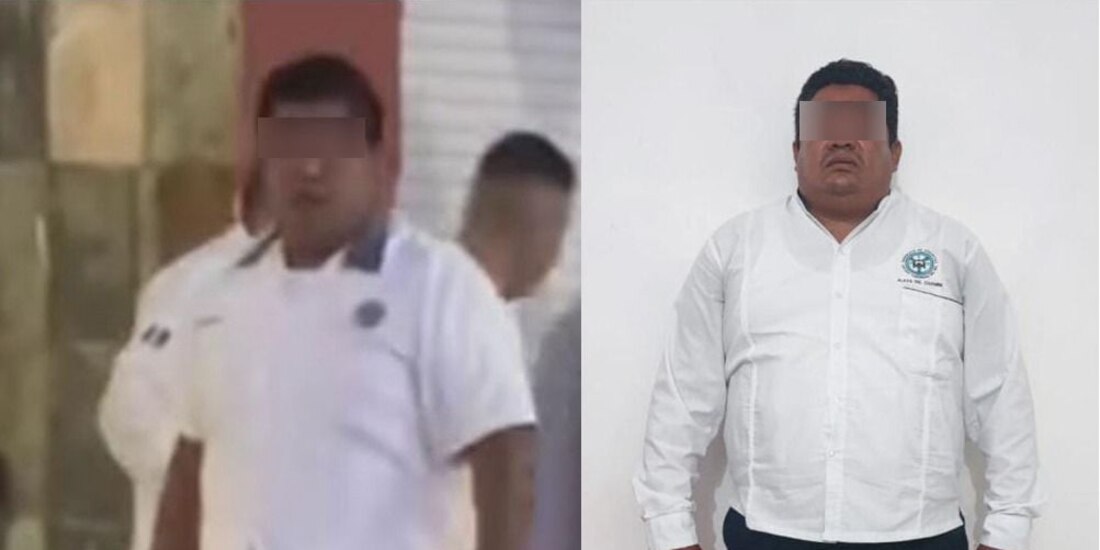 Los preseuntos agresores detenidos por las autoridades de Quintana Roo.