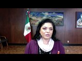 La secretaria de Cultura, Alejandra Frausto, este lunes, durante su mensaje ante los medios.