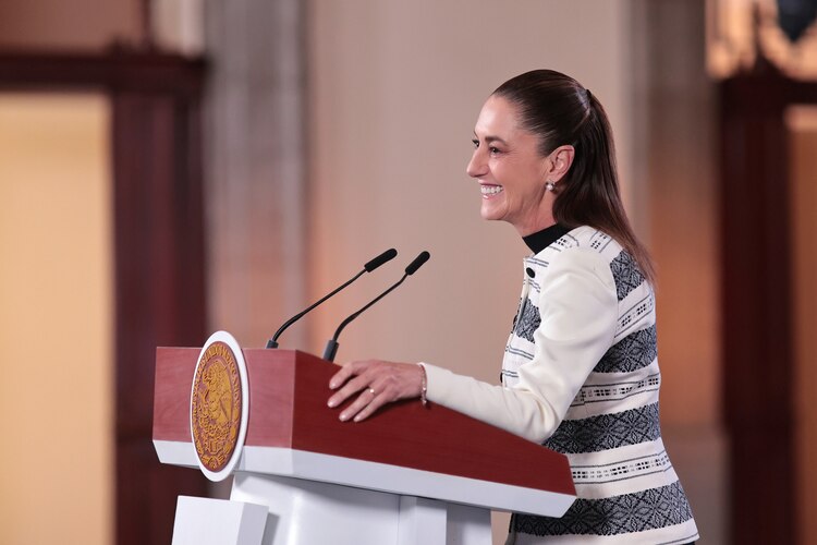Claudia Sheinbaum, en la Conferencia del Pueblo de este martes.