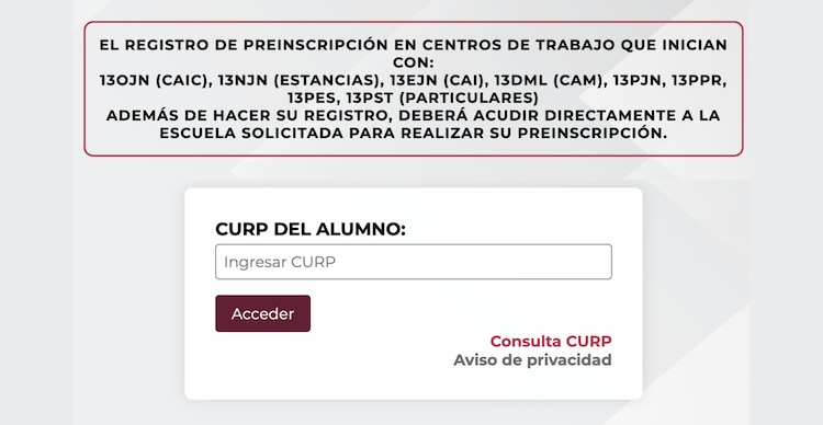 Preinscripciones en línea SEP Hidalgo
