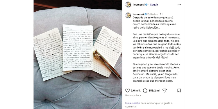 El anuncio de Messi