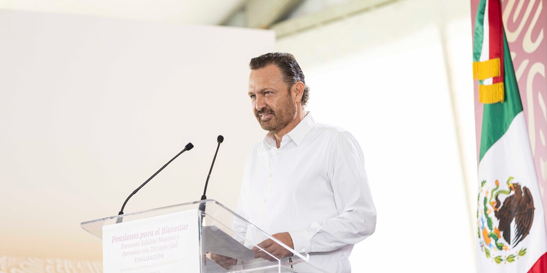 Mauricio Kuri, gobernador de Querétaro, durante la Evaluación de los Programas de Adulto Mayor y Personas con Discapacidad.