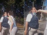 Mujer agrede y escupe en la cara a guardia de seguridad