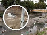 Río Hondo, en Naucalpan, Estado de México, se desbordó por las fuertes lluvias y provocó inundaciones.