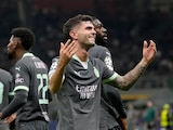 Christian Pulisic tras anotar un gol olímpico para el AC Milan ante Brujas en la Champions League 2024