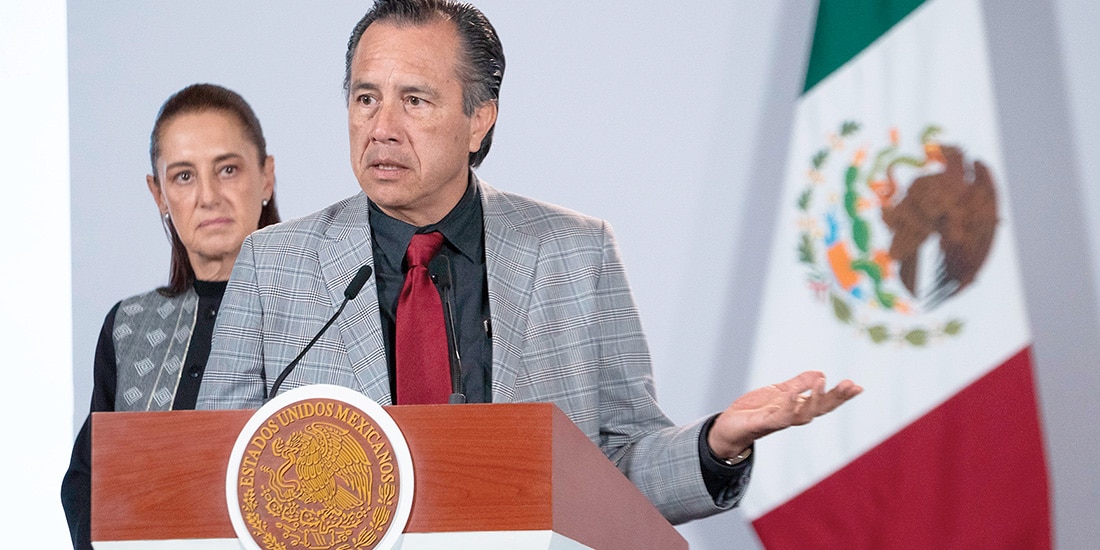 Cuitláhuac García, ayer, en conferencia de prensa en Palacio Nacional.