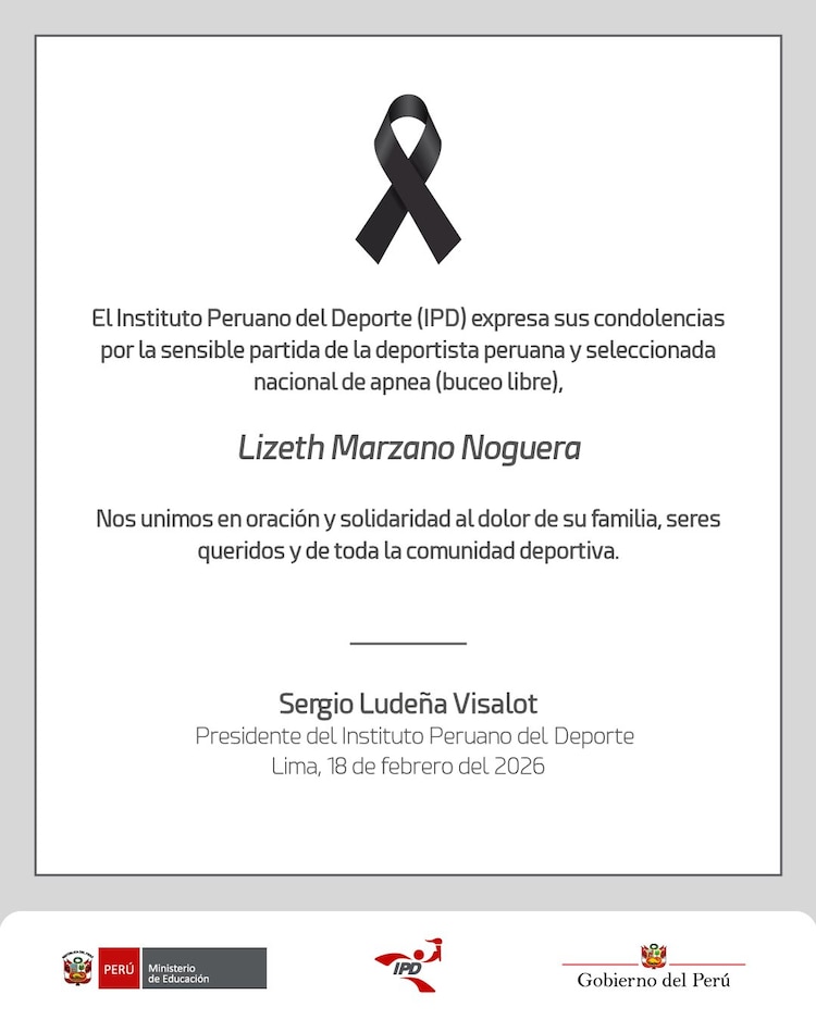 El Instituto Peruano del Deporte confirmó y lamentó la muerte de Lizeth Marzano