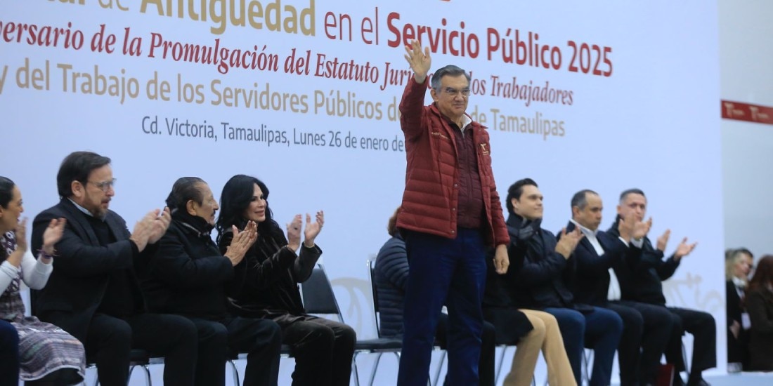 Aumento salarial y pensiones seguras garantiza Américo Villarreal a trabajadores de Tamaulipas.