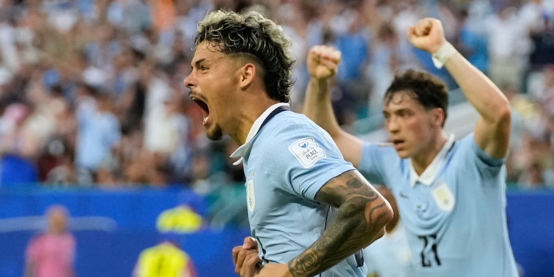 Maxi Araújo celebra su gol en el Uruguay vs Arabia Saudita de la Copa del Mundo 2026