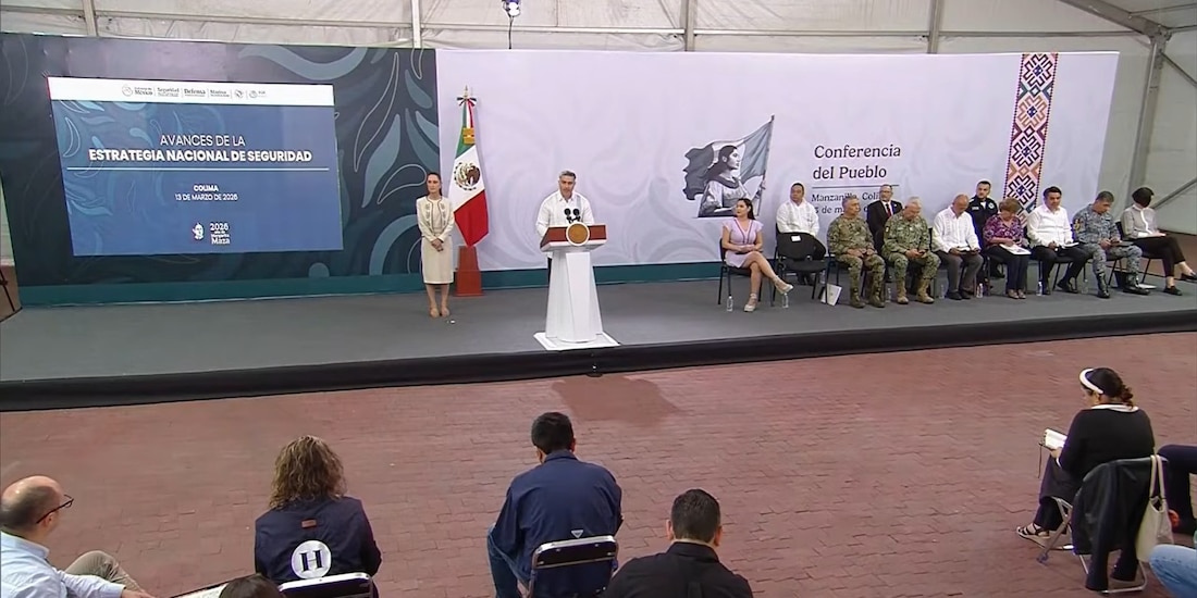 El titular de la SSPC desde Colima en la conferencia de CSP.