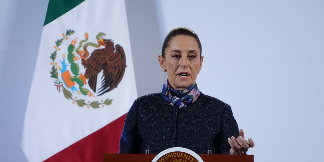 La Presidenta Claudia Sheinbaum, ayer, en conferencia de prensa.