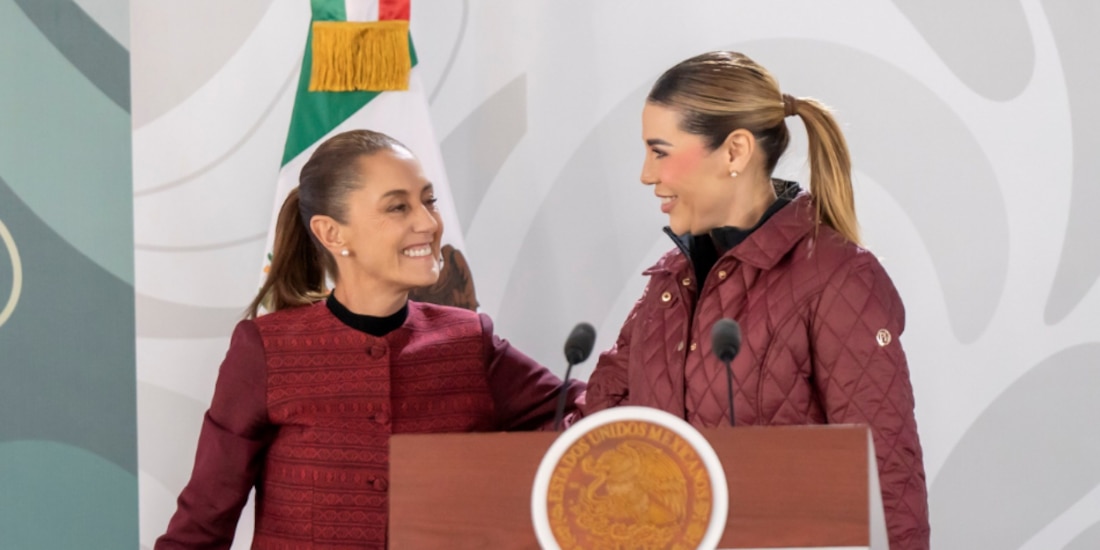 La mandataria con la gobernadora de BC, Marina del Pilar, ayer