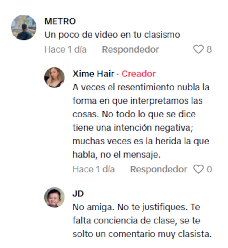 Comentarios contra la influencer