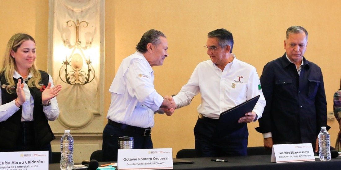 Infonavit reconoce a Américo Villarreal por liderazgo en construcción de viviendas en Tamaulipas.