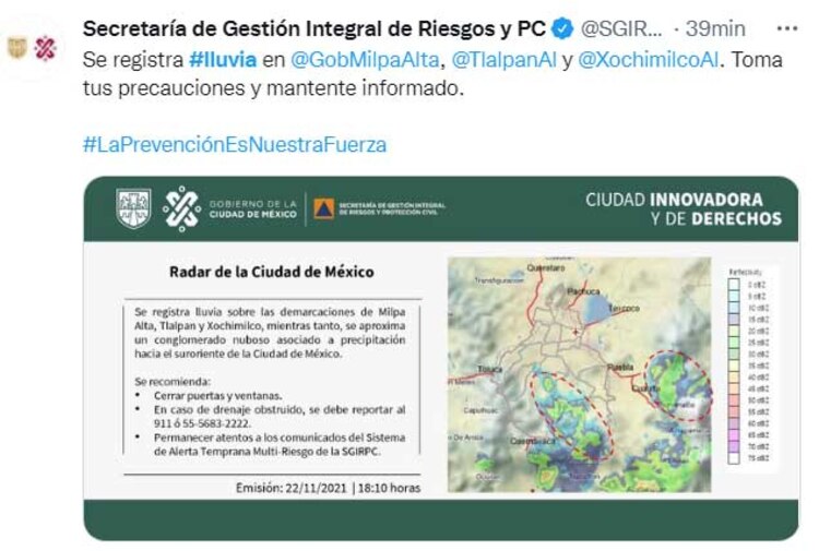 Lluvia afecta tres alcaldías de la CDMX este lunes