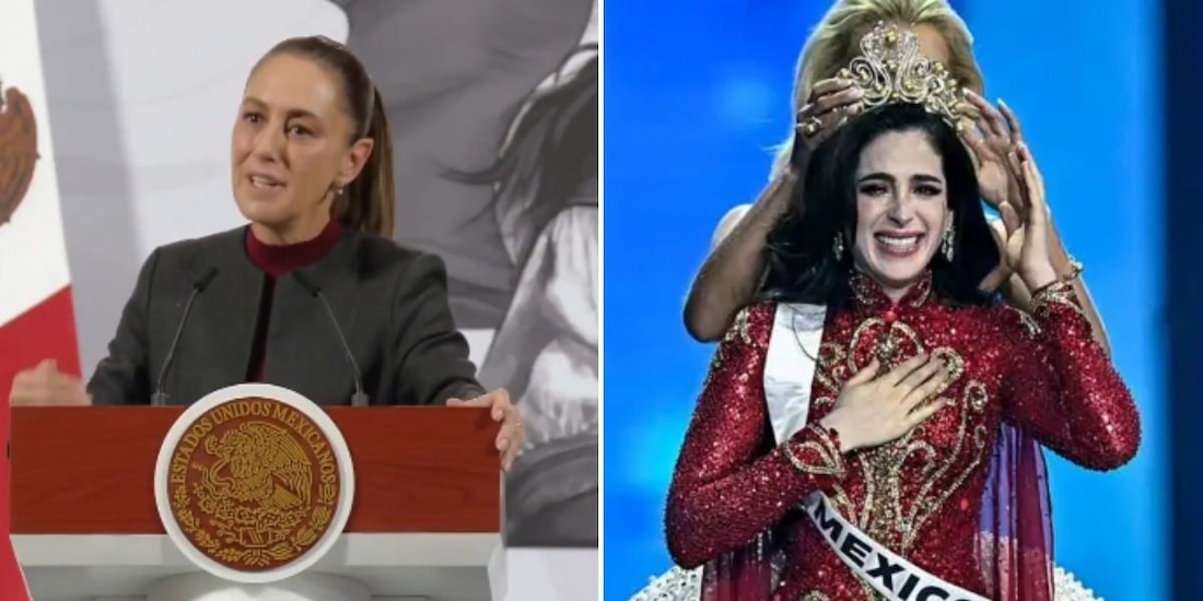 Claudia Sheinbaum felicita a mexicana Fátima Bosch por ganar Miss Universo.